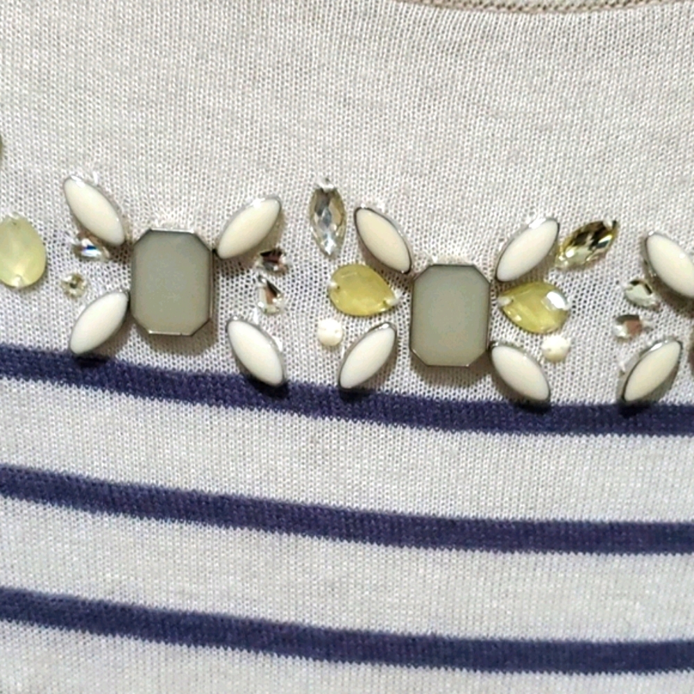 ❤ LOFT JEWELED LINEN BLEND LIGHTWEIGHT SWEATER / TOP, SP - Picture 4 of 6